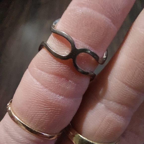 Silver double loop ring multicolor stones, size 6.5 - Picture 3 of 6